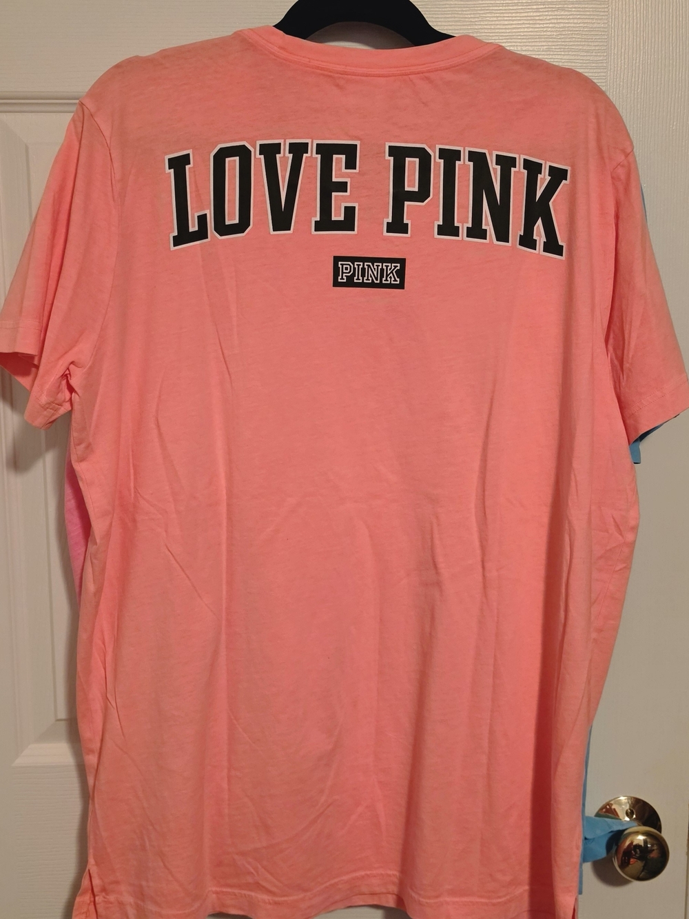 2 PINK Victoria's Secret Tshirts Sz L Blue And Orange - Picture 6 of 15